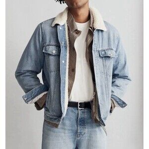 Madewell‎ Sherpa Classic Jean Jacket Altman Wash Trucker Style Men's XS